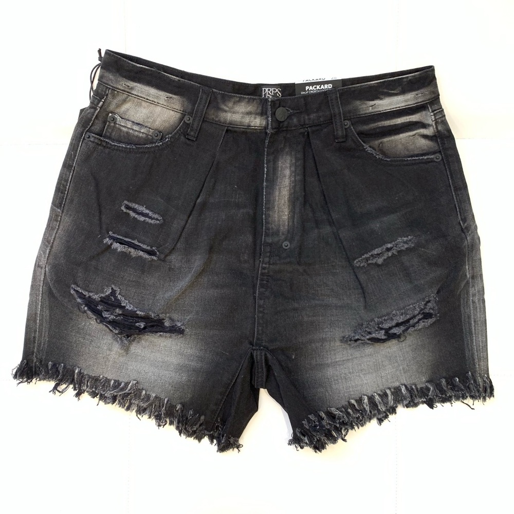 PRPS High Waisted Denim Ripped  Shorts Sz 28
